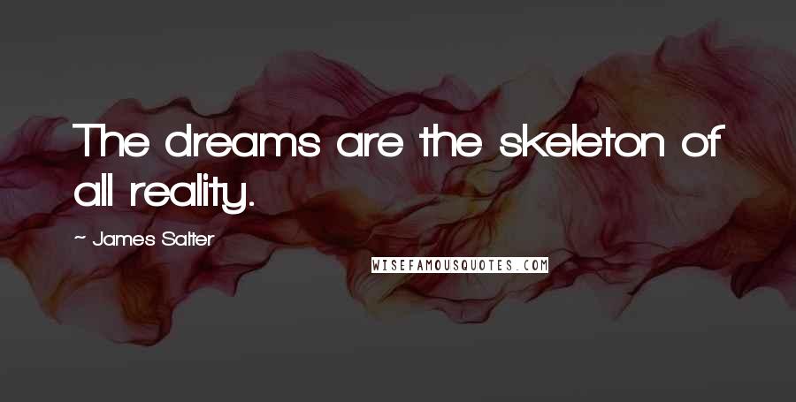 James Salter Quotes: The dreams are the skeleton of all reality.