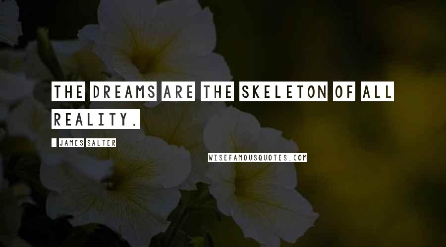 James Salter Quotes: The dreams are the skeleton of all reality.