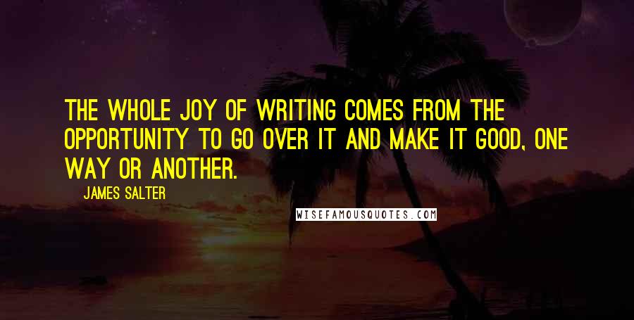 James Salter Quotes: The whole joy of writing comes from the opportunity to go over it and make it good, one way or another.