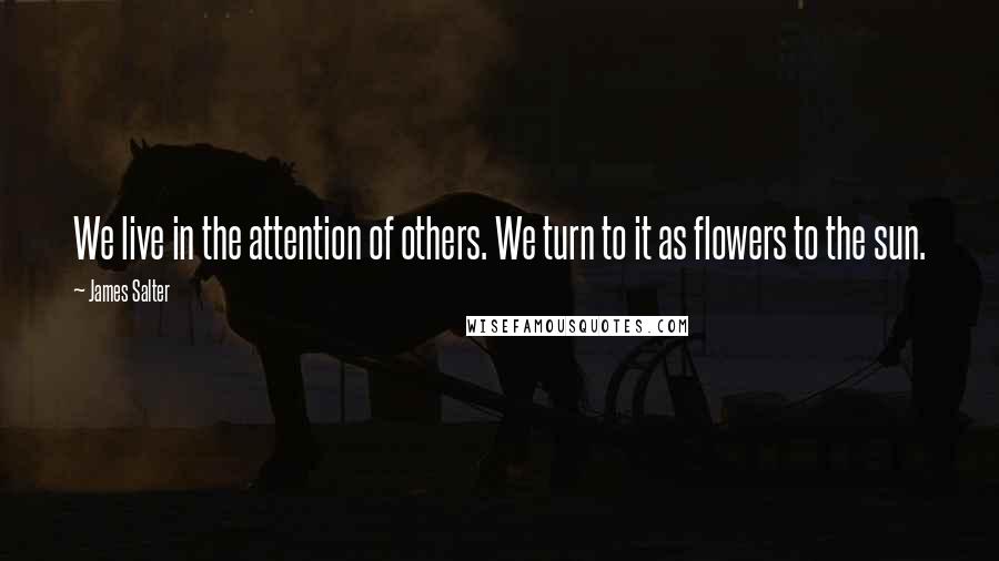 James Salter Quotes: We live in the attention of others. We turn to it as flowers to the sun.