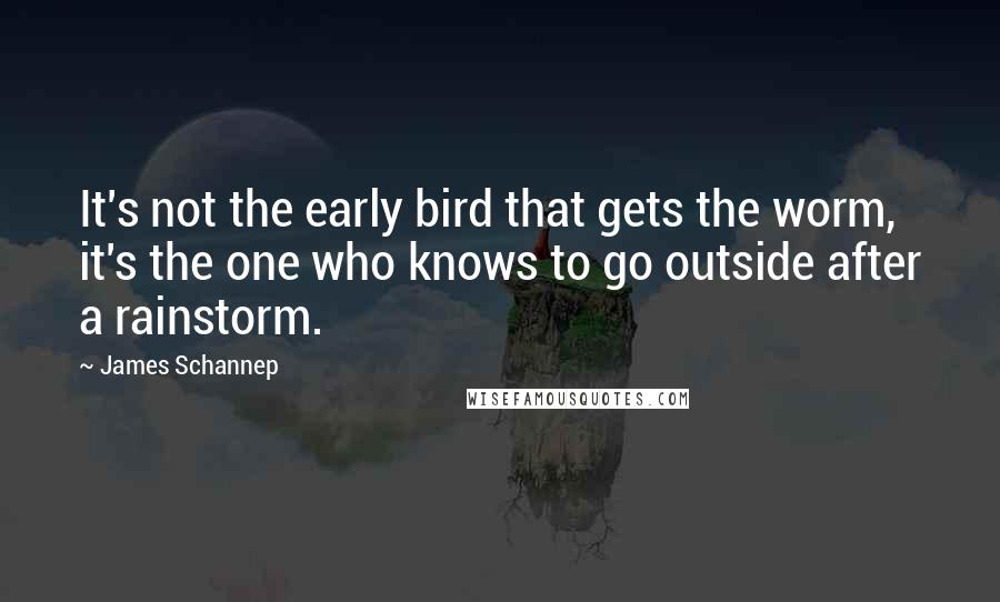 James Schannep Quotes: It's not the early bird that gets the worm, it's the one who knows to go outside after a rainstorm.