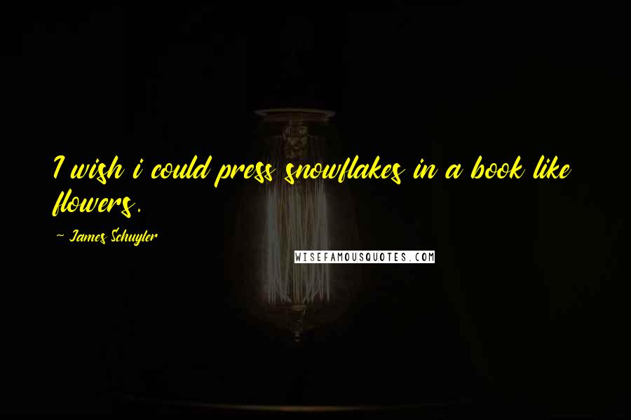 James Schuyler Quotes: I wish i could press snowflakes in a book like flowers.