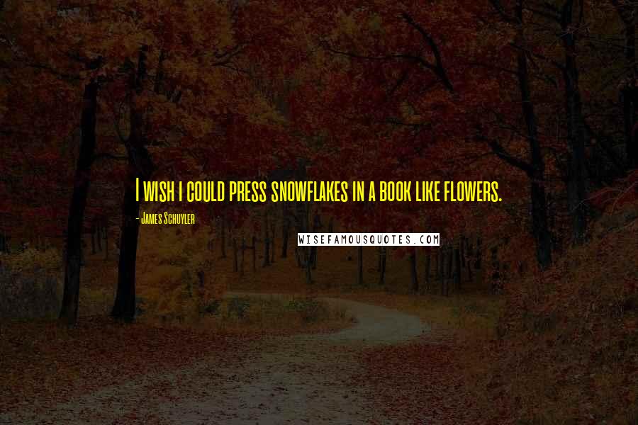 James Schuyler Quotes: I wish i could press snowflakes in a book like flowers.