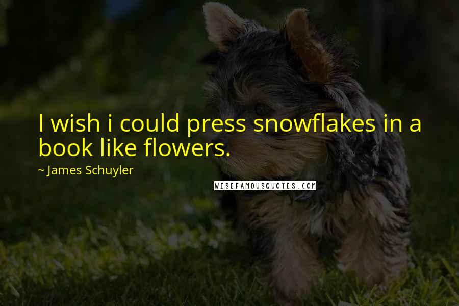 James Schuyler Quotes: I wish i could press snowflakes in a book like flowers.