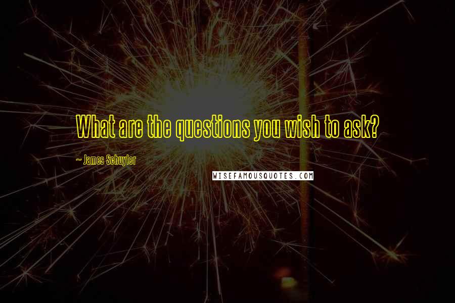 James Schuyler Quotes: What are the questions you wish to ask?