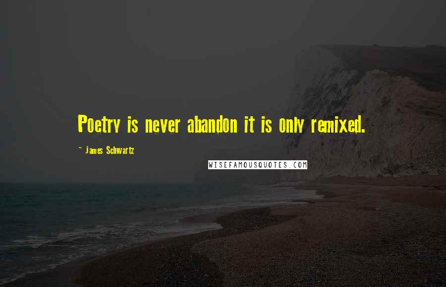 James Schwartz Quotes: Poetry is never abandon it is only remixed.