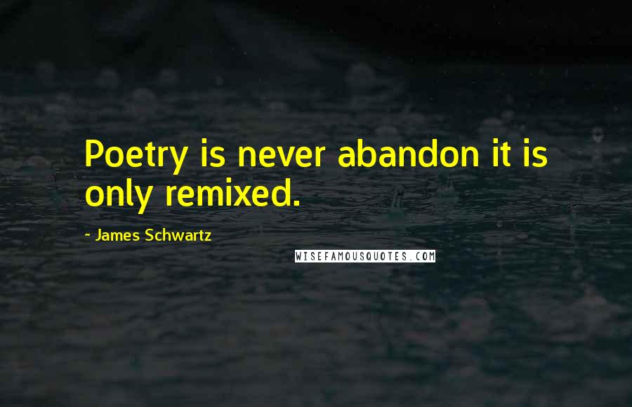 James Schwartz Quotes: Poetry is never abandon it is only remixed.