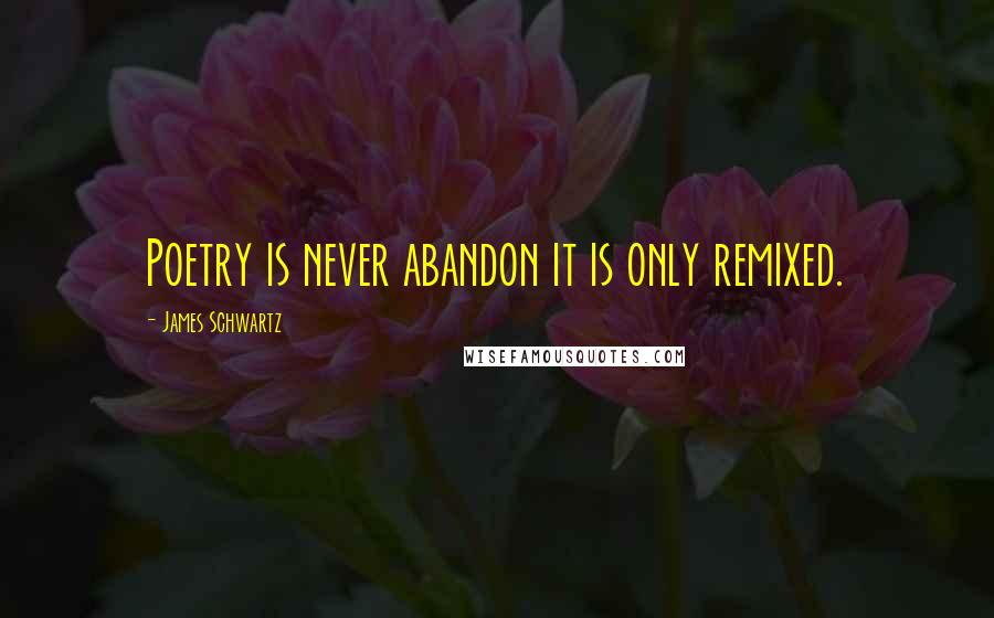 James Schwartz Quotes: Poetry is never abandon it is only remixed.