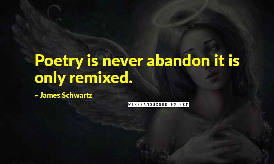 James Schwartz Quotes: Poetry is never abandon it is only remixed.