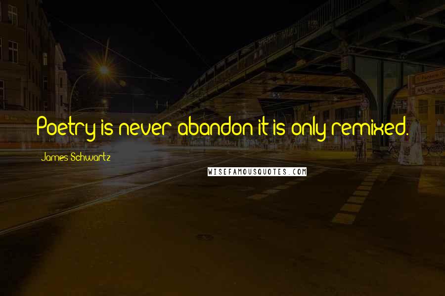 James Schwartz Quotes: Poetry is never abandon it is only remixed.