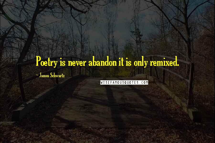 James Schwartz Quotes: Poetry is never abandon it is only remixed.