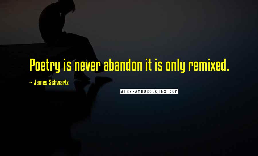 James Schwartz Quotes: Poetry is never abandon it is only remixed.