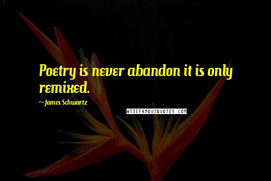 James Schwartz Quotes: Poetry is never abandon it is only remixed.