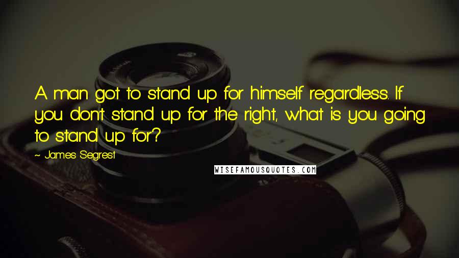 James Segrest Quotes: A man got to stand up for himself regardless. If you don't stand up for the right, what is you going to stand up for?