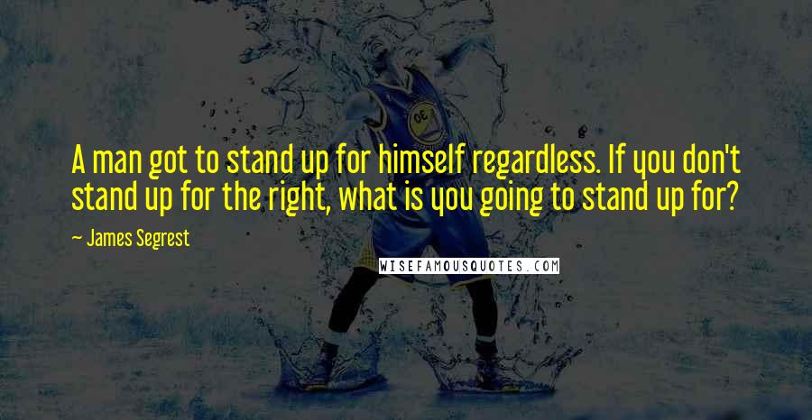 James Segrest Quotes: A man got to stand up for himself regardless. If you don't stand up for the right, what is you going to stand up for?