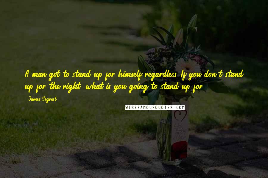 James Segrest Quotes: A man got to stand up for himself regardless. If you don't stand up for the right, what is you going to stand up for?