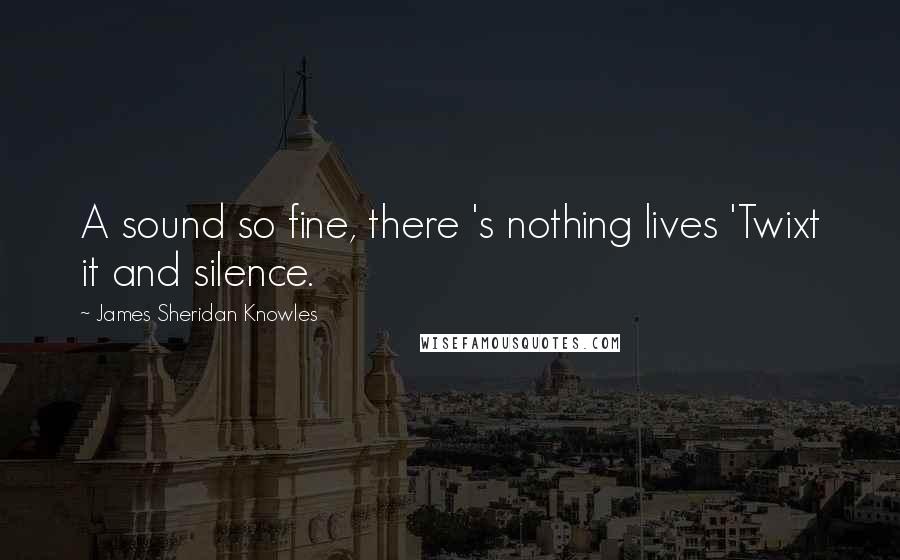 James Sheridan Knowles Quotes: A sound so fine, there 's nothing lives 'Twixt it and silence.