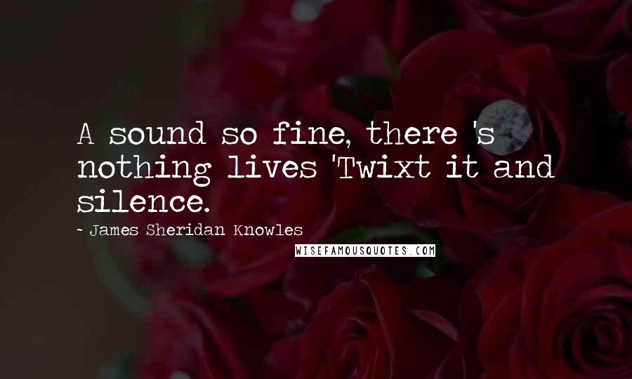 James Sheridan Knowles Quotes: A sound so fine, there 's nothing lives 'Twixt it and silence.