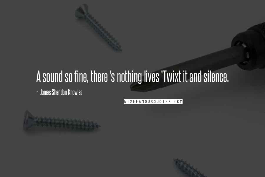 James Sheridan Knowles Quotes: A sound so fine, there 's nothing lives 'Twixt it and silence.