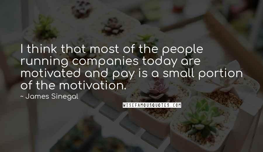 James Sinegal Quotes: I think that most of the people running companies today are motivated and pay is a small portion of the motivation.