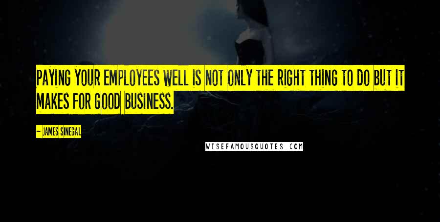 James Sinegal Quotes: Paying your employees well is not only the right thing to do but it makes for good business.