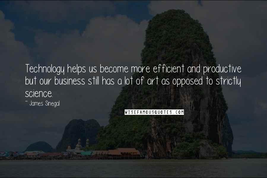 James Sinegal Quotes: Technology helps us become more efficient and productive but our business still has a lot of art as opposed to strictly science.
