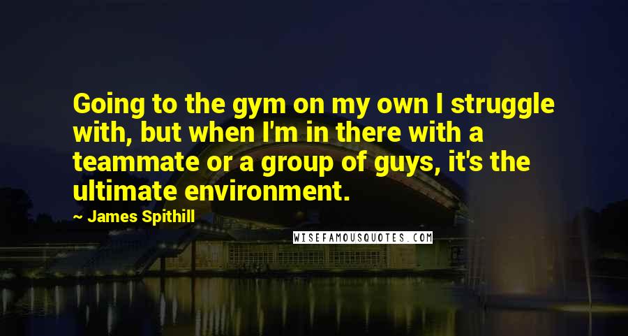 James Spithill Quotes: Going to the gym on my own I struggle with, but when I'm in there with a teammate or a group of guys, it's the ultimate environment.
