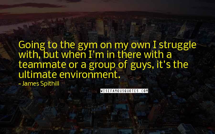 James Spithill Quotes: Going to the gym on my own I struggle with, but when I'm in there with a teammate or a group of guys, it's the ultimate environment.