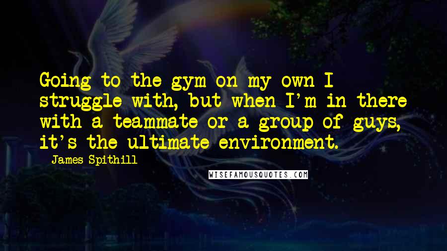 James Spithill Quotes: Going to the gym on my own I struggle with, but when I'm in there with a teammate or a group of guys, it's the ultimate environment.