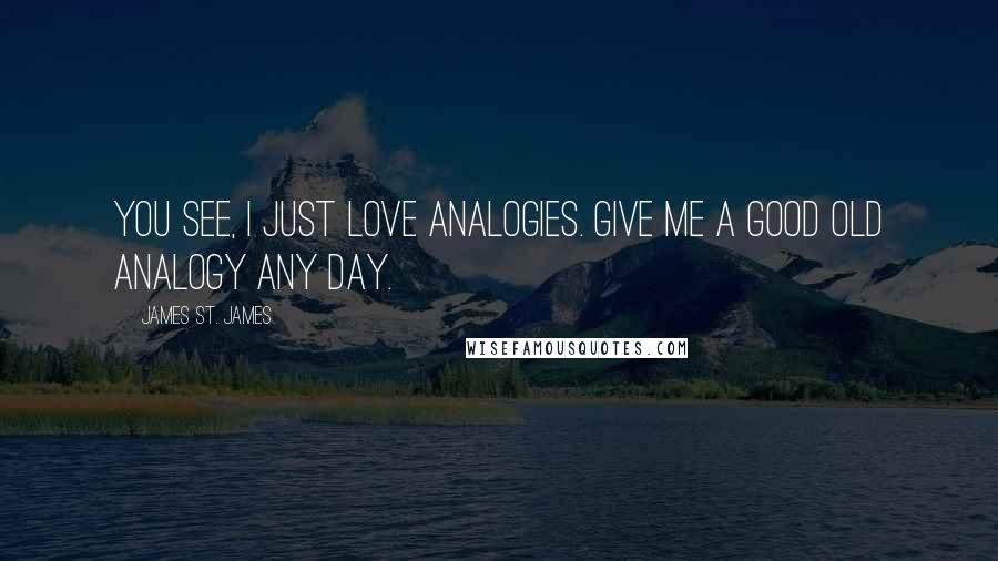 James St. James Quotes: You see, I just love analogies. Give me a good old analogy any day.