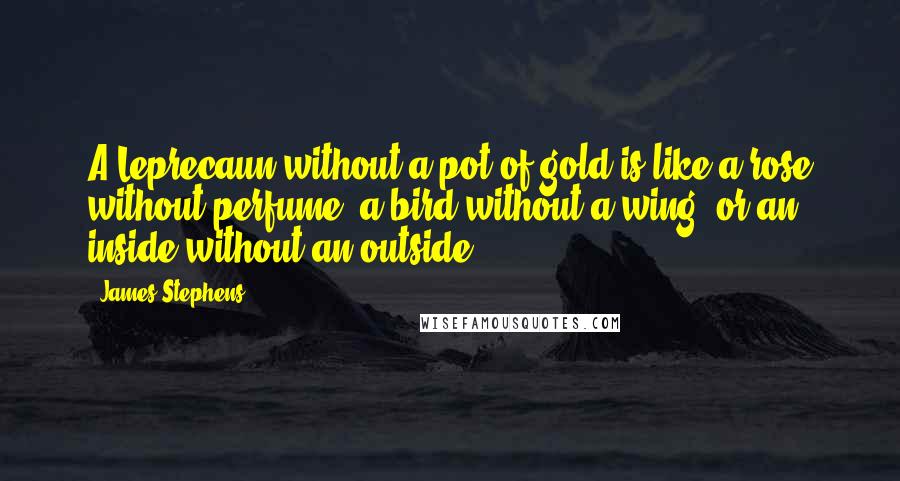 James Stephens Quotes: A Leprecaun without a pot of gold is like a rose without perfume, a bird without a wing, or an inside without an outside.