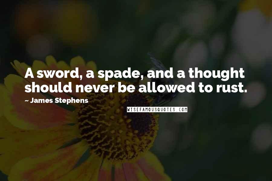 James Stephens Quotes: A sword, a spade, and a thought should never be allowed to rust.