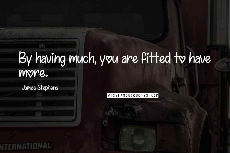 James Stephens Quotes: By having much, you are fitted to have more.