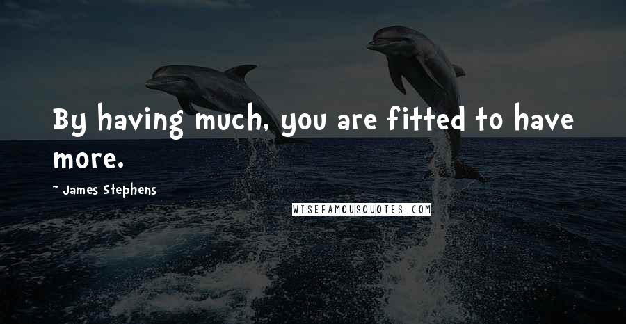 James Stephens Quotes: By having much, you are fitted to have more.