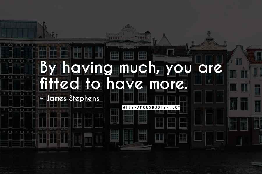 James Stephens Quotes: By having much, you are fitted to have more.