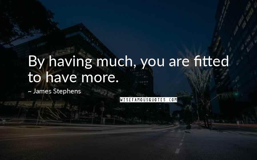 James Stephens Quotes: By having much, you are fitted to have more.