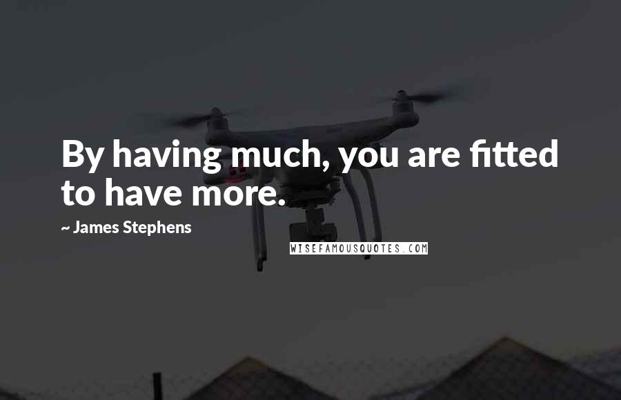 James Stephens Quotes: By having much, you are fitted to have more.