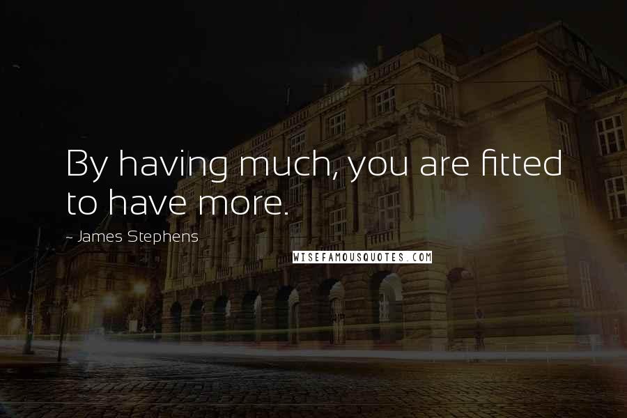 James Stephens Quotes: By having much, you are fitted to have more.