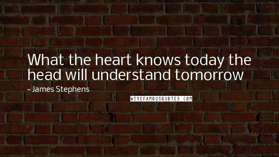 James Stephens Quotes: What the heart knows today the head will understand tomorrow