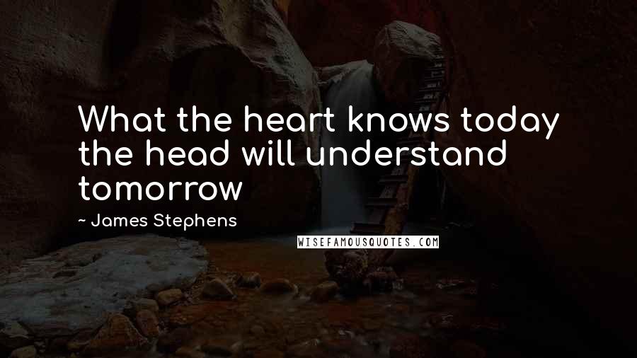 James Stephens Quotes: What the heart knows today the head will understand tomorrow