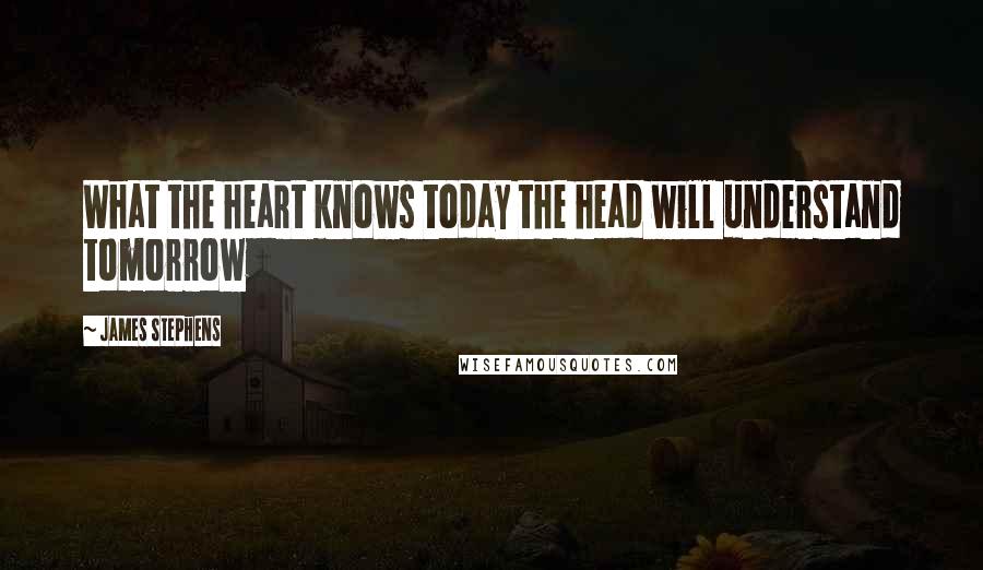 James Stephens Quotes: What the heart knows today the head will understand tomorrow