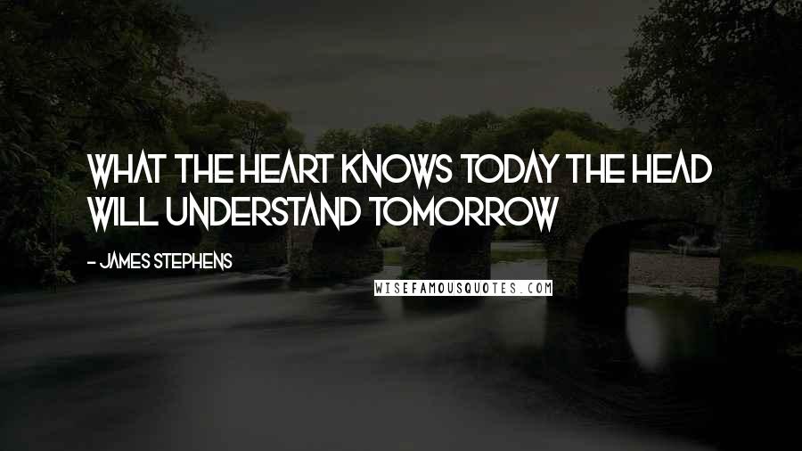 James Stephens Quotes: What the heart knows today the head will understand tomorrow