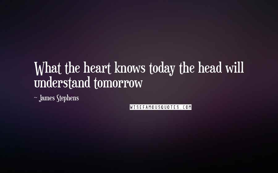 James Stephens Quotes: What the heart knows today the head will understand tomorrow