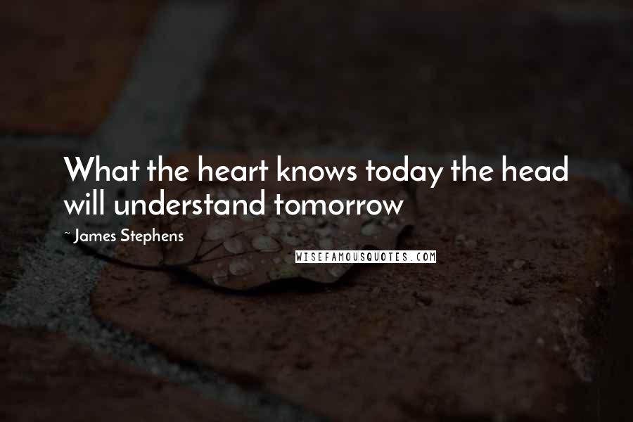 James Stephens Quotes: What the heart knows today the head will understand tomorrow