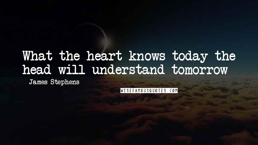 James Stephens Quotes: What the heart knows today the head will understand tomorrow