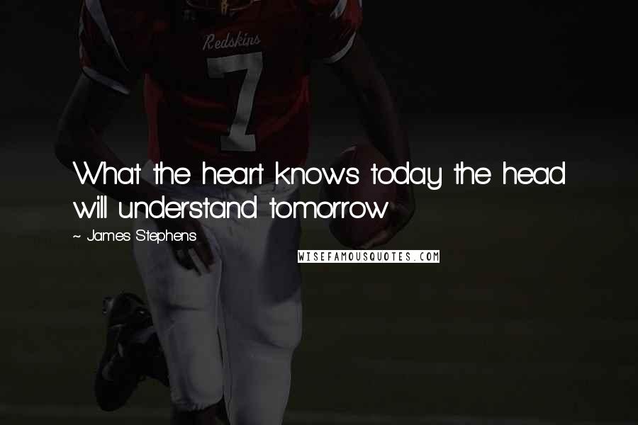 James Stephens Quotes: What the heart knows today the head will understand tomorrow