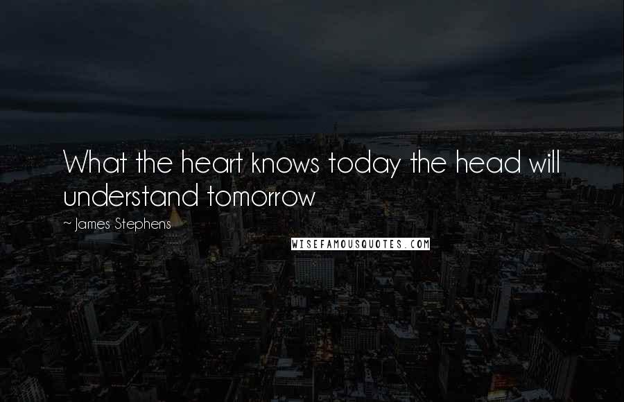 James Stephens Quotes: What the heart knows today the head will understand tomorrow