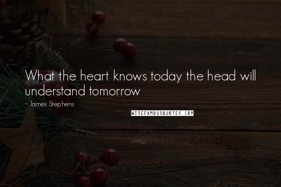 James Stephens Quotes: What the heart knows today the head will understand tomorrow