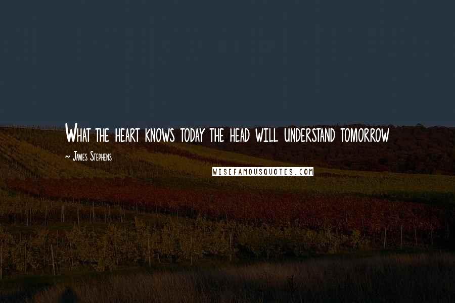 James Stephens Quotes: What the heart knows today the head will understand tomorrow