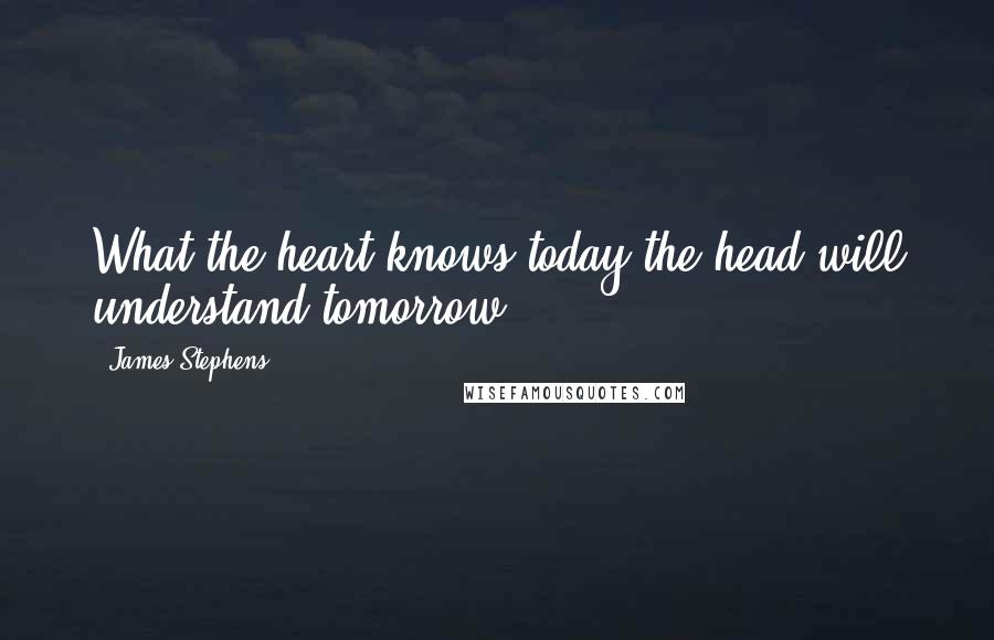 James Stephens Quotes: What the heart knows today the head will understand tomorrow